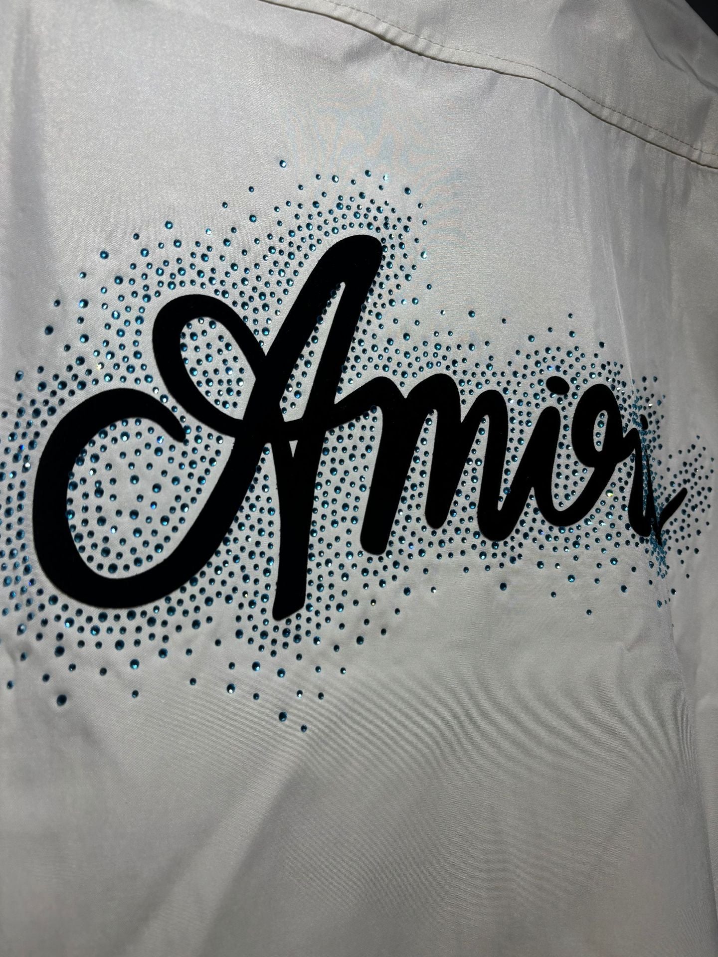 Amiri Rhinestone Letter Nylon Double Zip Short Sleeve Shirt Unisex