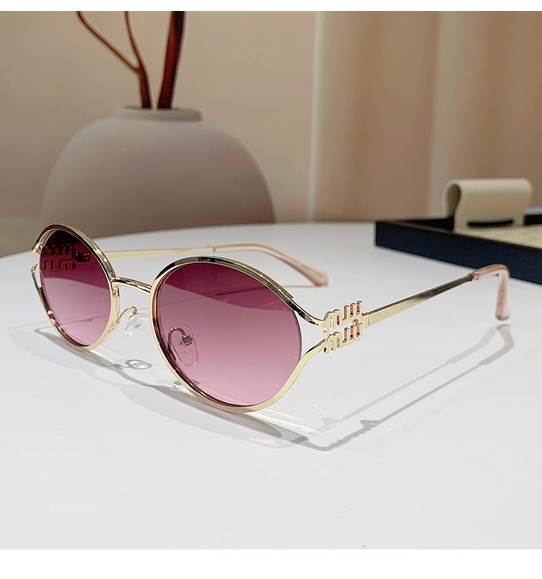 Miu Miu MU52YS Hollow Oval Cat Eye Sunglasses Gradient Lens Women Y2K
