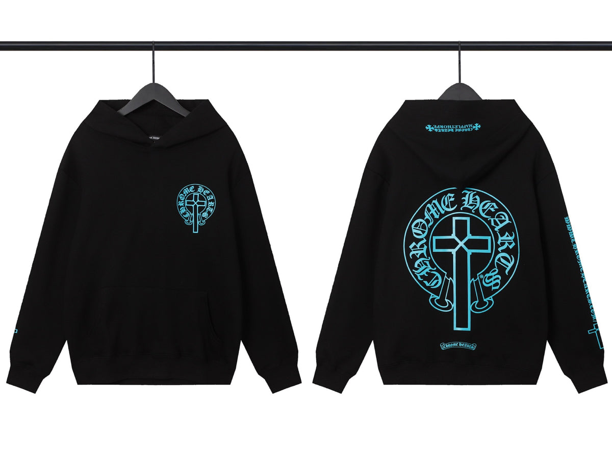 Chrome Hearts Horseshoe Cross Hoodie Goth Streetwear Graphic Pullover