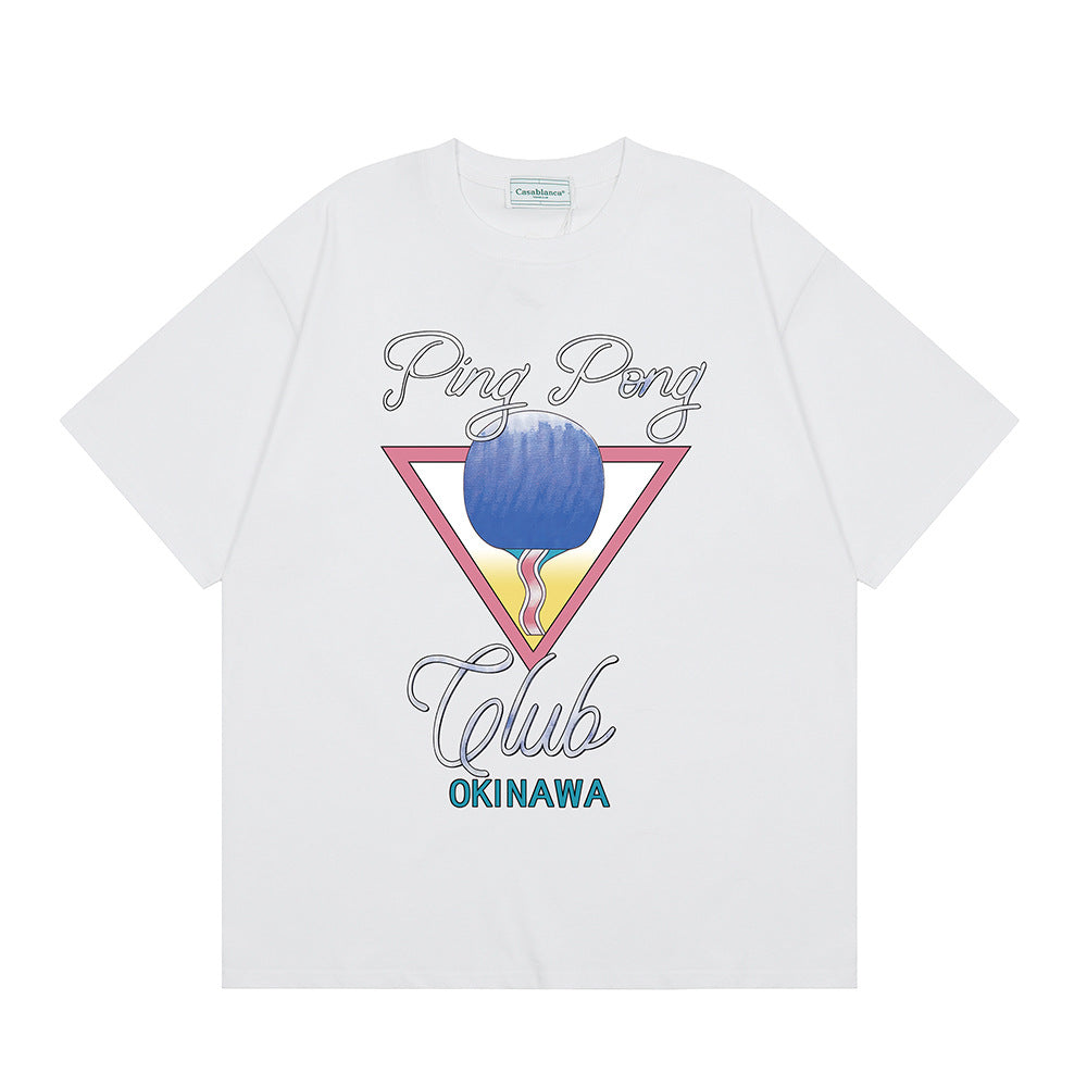 2026 New Casablanca Logo Print Loose Fit Unisex Short Sleeve T-Shirt