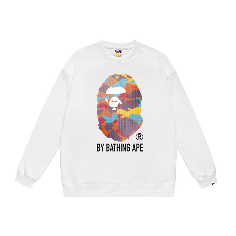 BAPE Ape Head Crewneck Sweatshirt Multi Print Streetwear Pullover