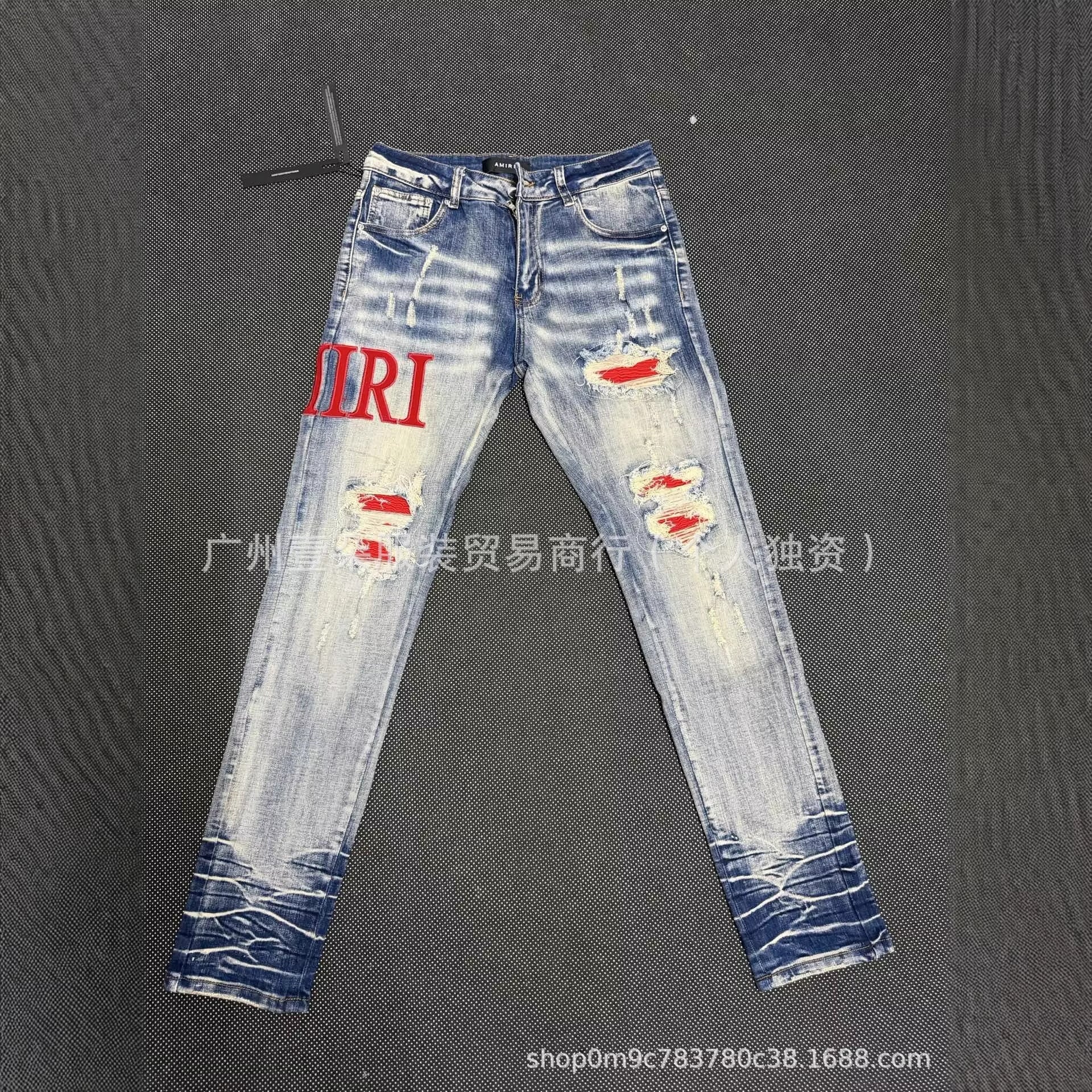 Amiri Patch Distressed Paint‑Splash Slim Fit Denim Jeans Unisex