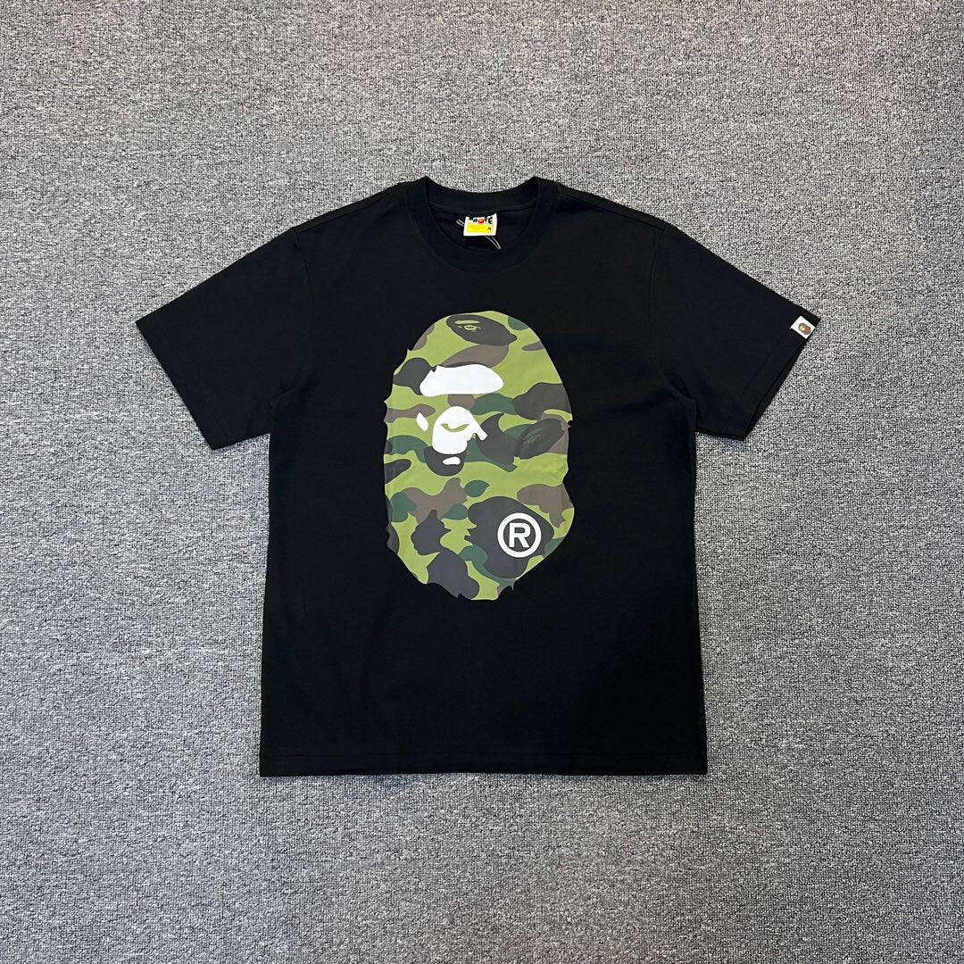 BAPE Classic Camo Ape Head Letter Print Loose Unisex Casual T-Shirt