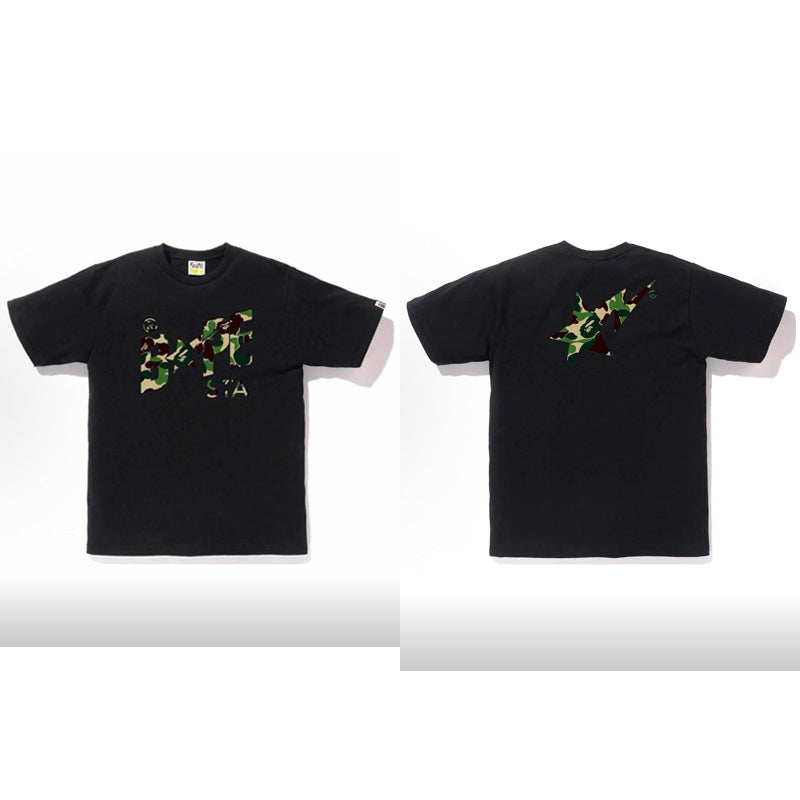 BAPE Ape Head Camo Shark Print Crew Neck Short Sleeve T‑Shirt Unisex