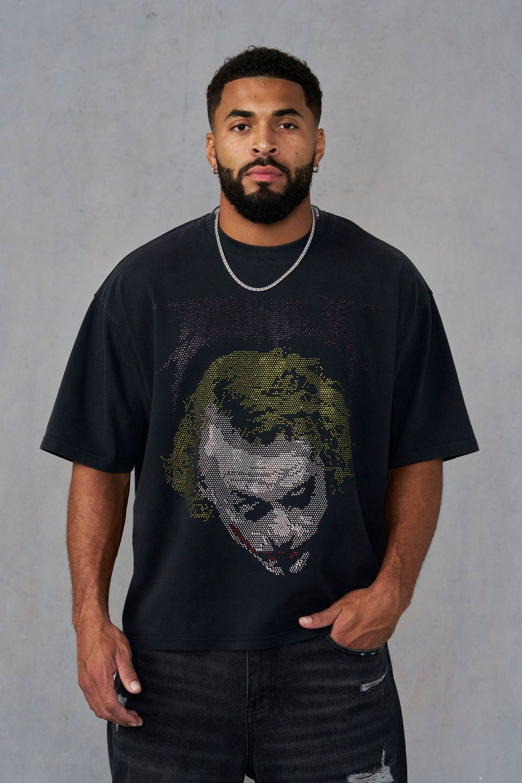 YOUNGLA 4257 Batman Rhinestone Tees