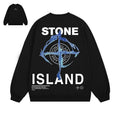 Stone Island Compass Print Crewneck Sweatshirt Men Winter Fleece Top