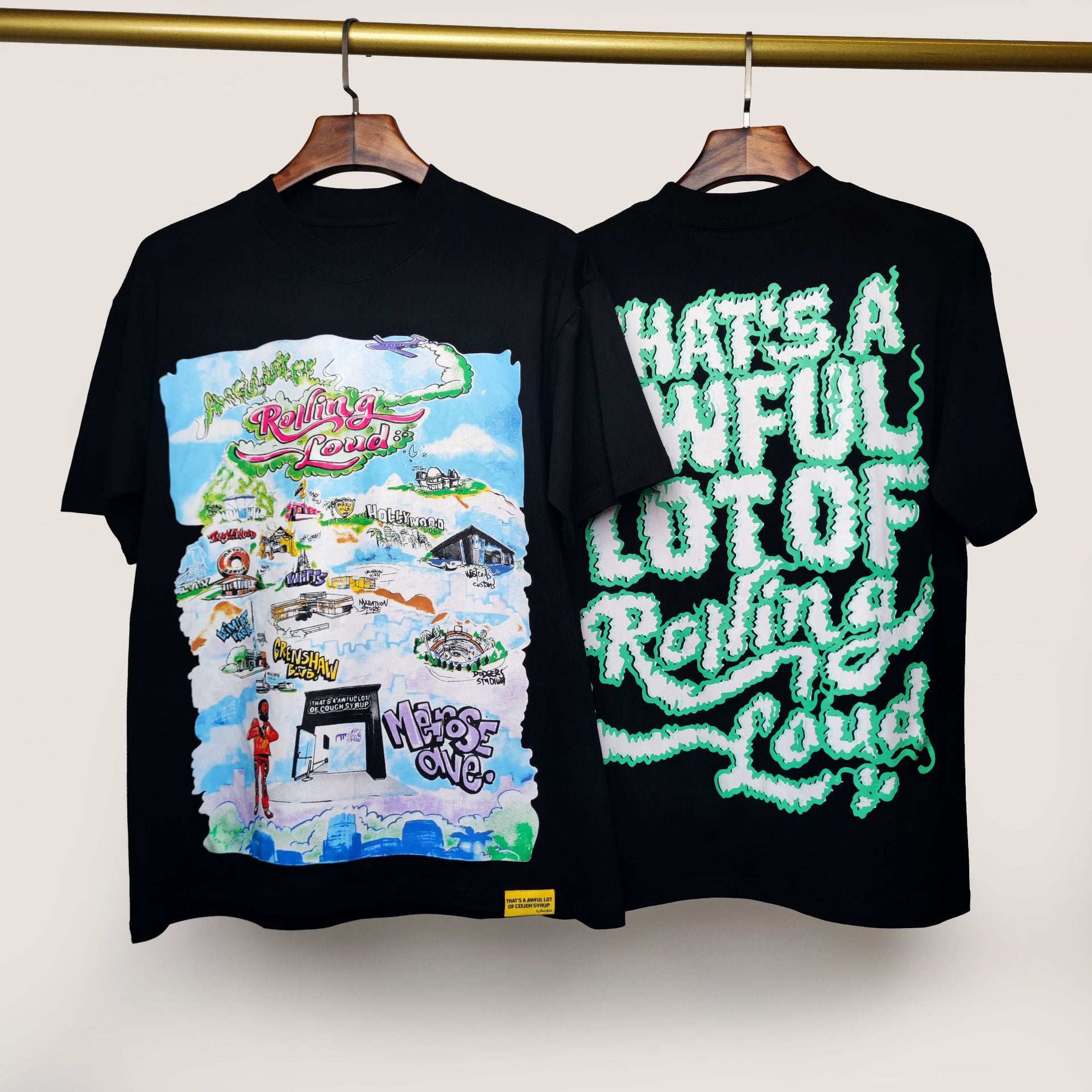 ALOCS Cough Syrup Letter Graphic Short Sleeve Tee Streetwear Unisex
