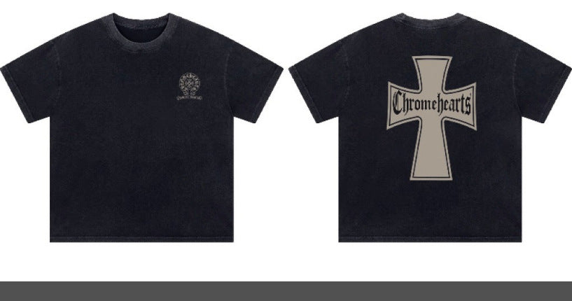 Chrome Hearts Color Sanskrit Cross Print Short Tee Unisex Y2K