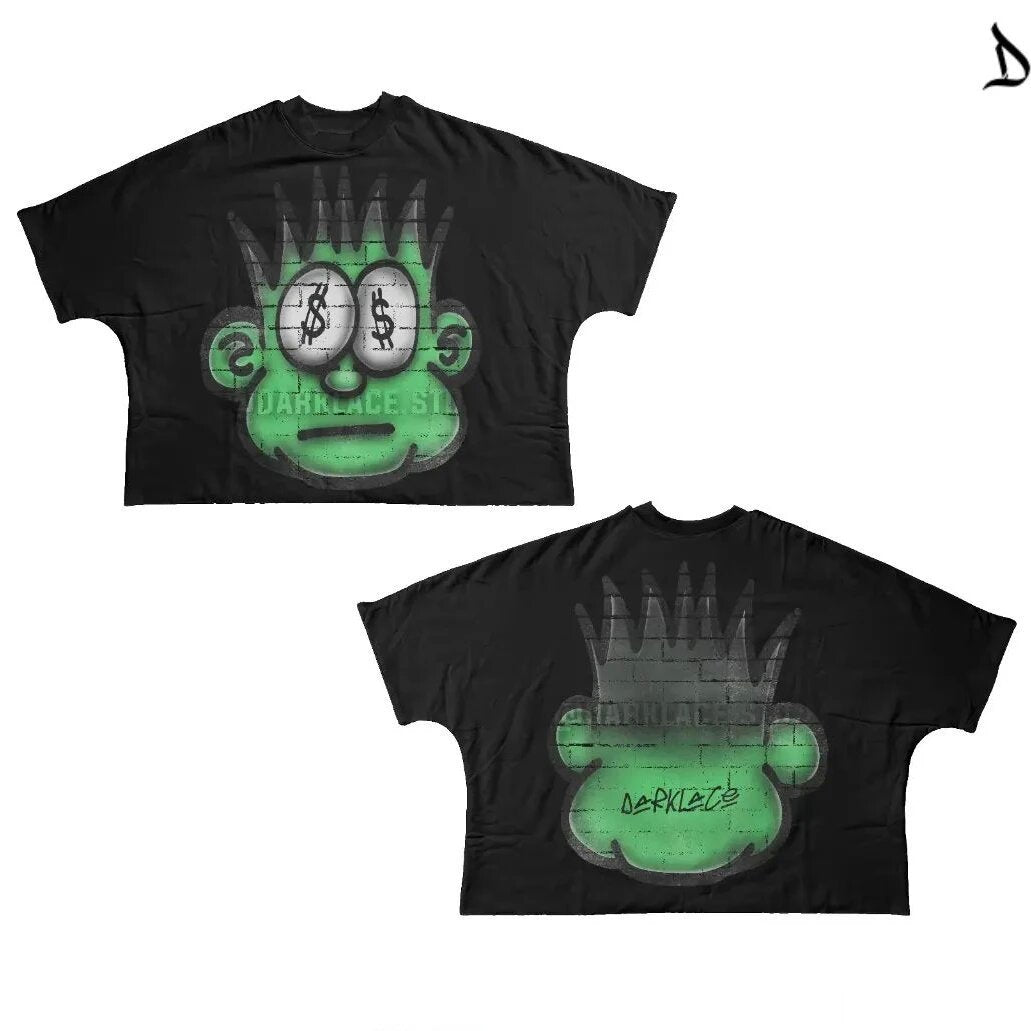 Y2K Punk Cartoon Hip Hop Grafik Unisex Oversized Streetwear Baumwoll-T-Shirt
