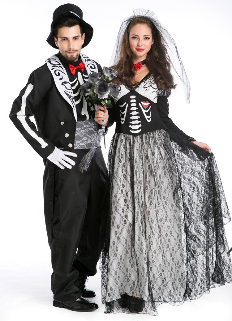Halloween Men & Women Vampire Skeleton Gothic Cosplay Couple Sets