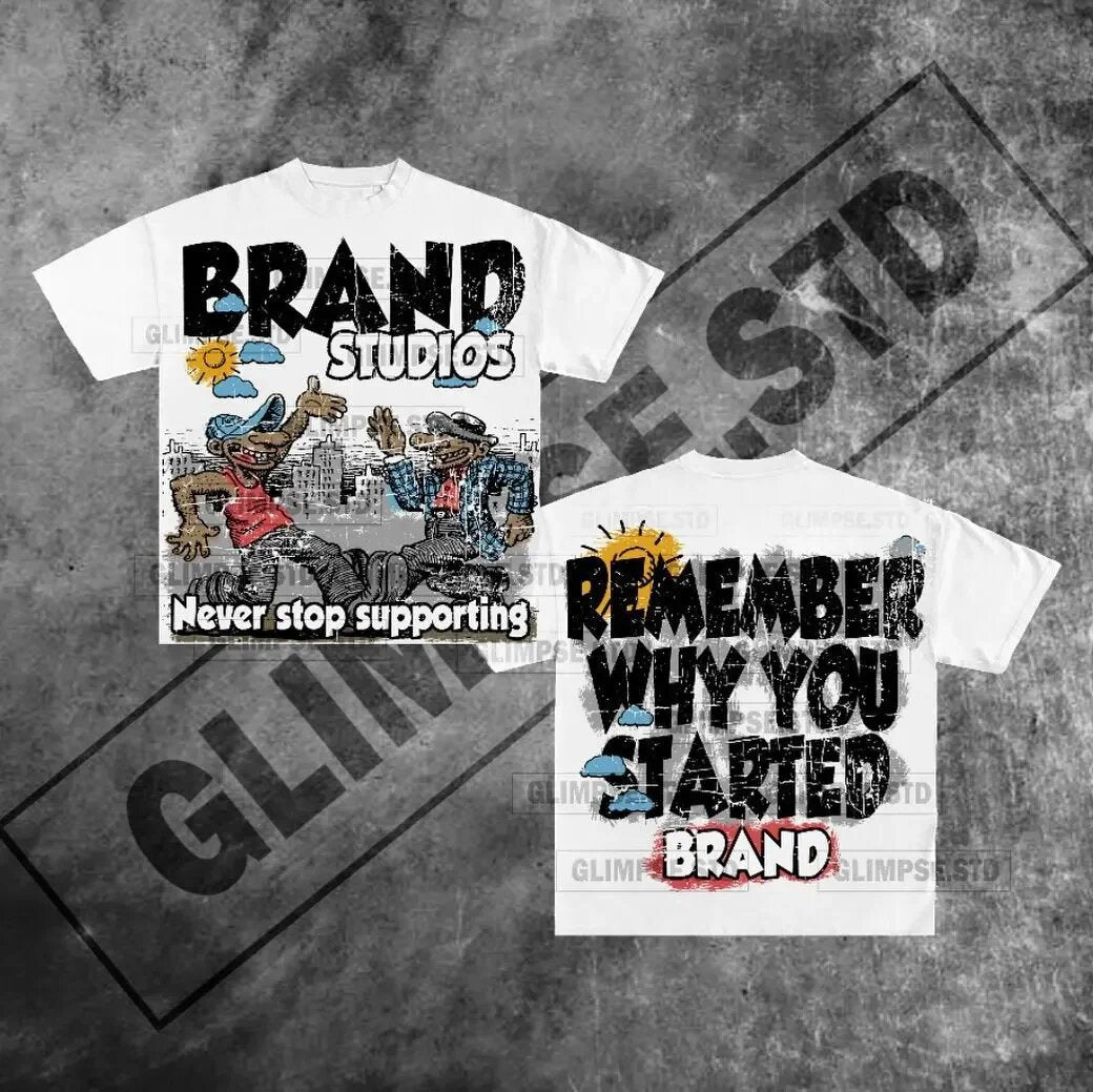 Y2K Rich Club Style Hip Hop Portrait Spruch Übergroßes Streetwear Baumwoll T-Shirt