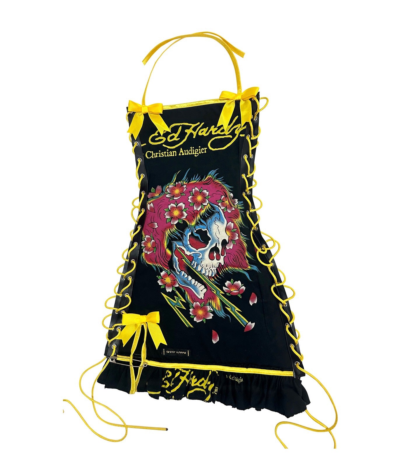 Vintage Skull Print Lace Up Cami Mini Dress Halloween