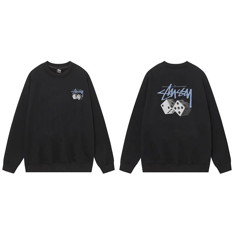 Stussy Graphic Crewneck Sweatshirt 8 Ball Dice Street Casual Pullover