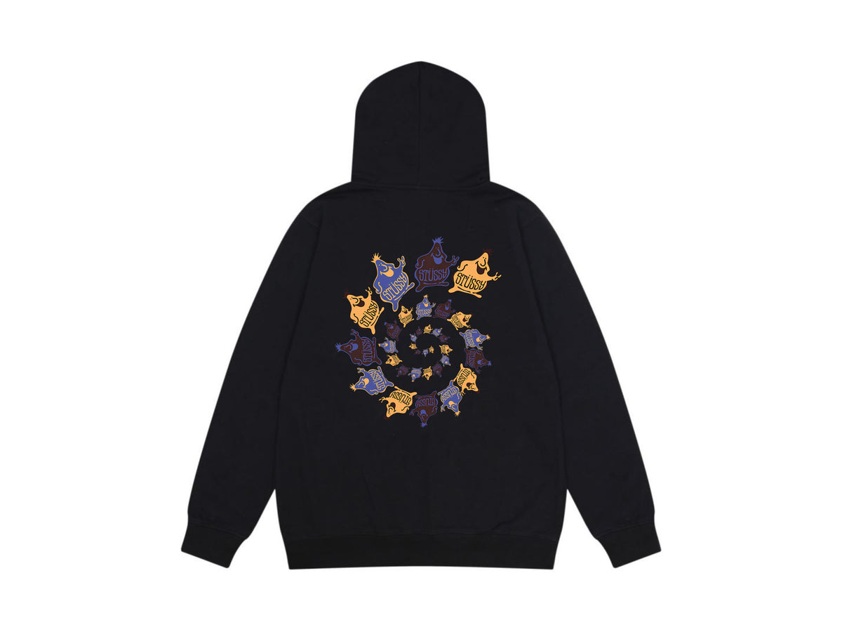 Stussy Zip Up Hoodie Multi Graphic Letter Print Streetwear Jacket