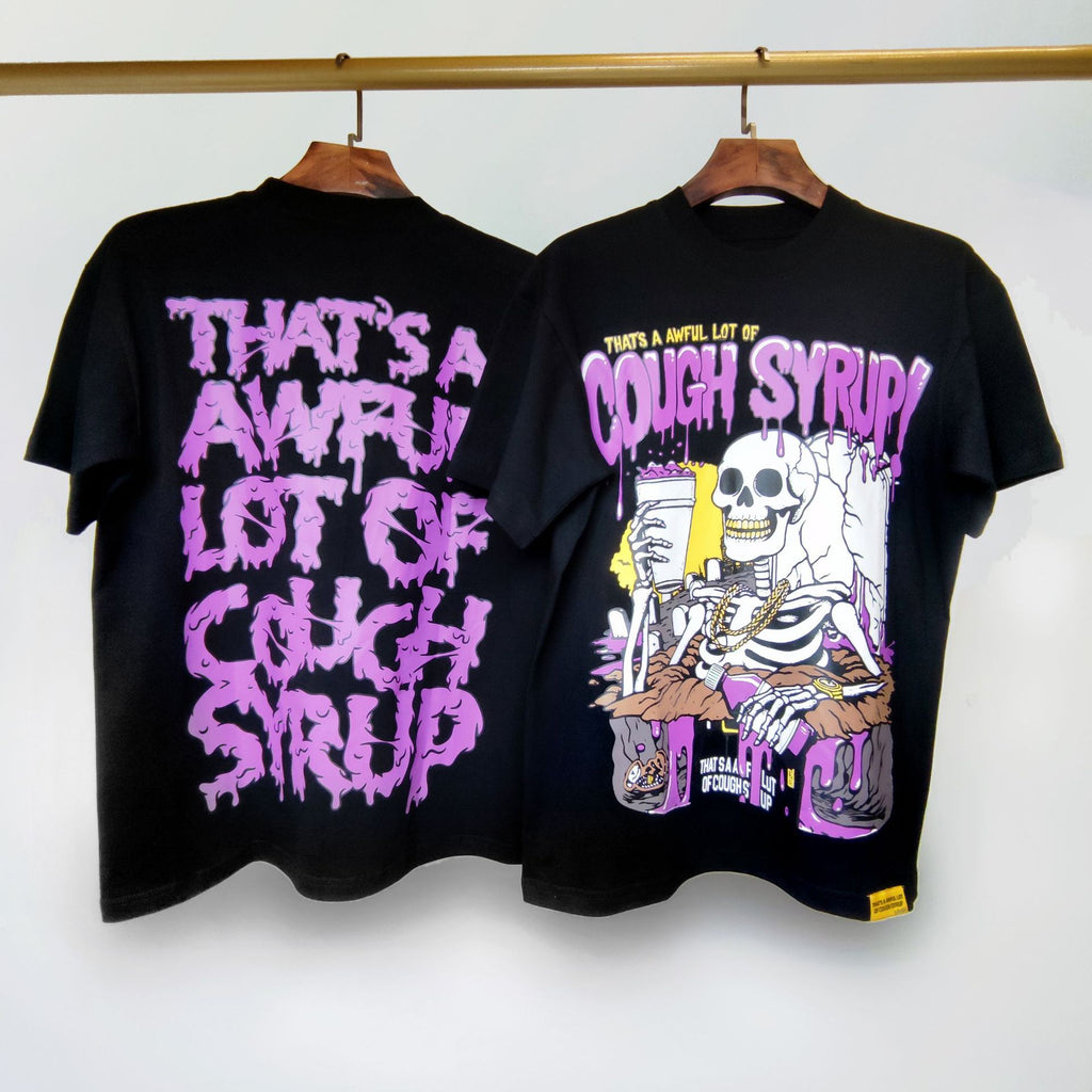 ALOCS Cough Syrup Letter Graphic Short Sleeve Tee Streetwear Unisex
