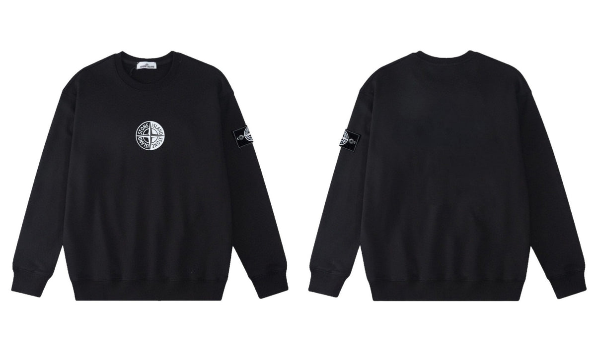 Stone Island Compass Print Crewneck Sweatshirt Men Autumn Pullover