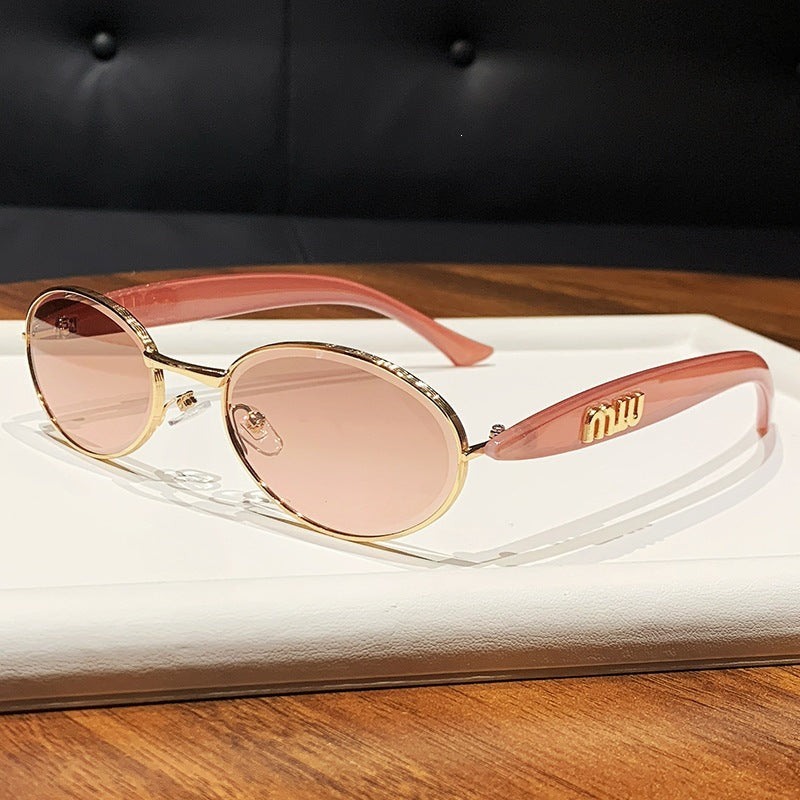Miu Miu SMU52YS Sardine Oval Metal Sunglasses Gradient Lens Women Y2K