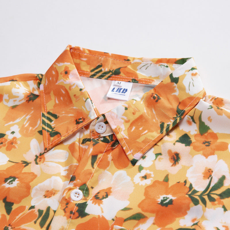 Couple Hawaiian Floral Set Loose 5 Inch Shorts T3664-T3699