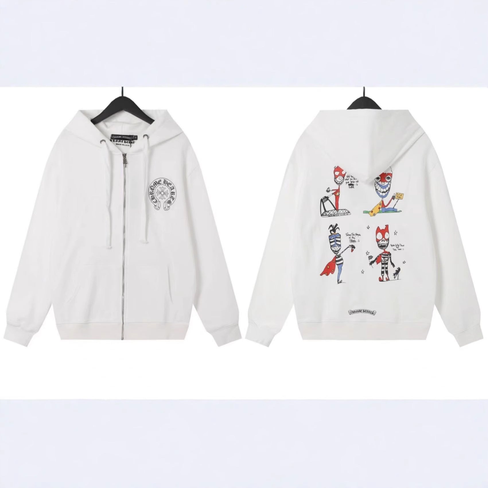 Chrome Hearts Horseshoe Sanskrit Cross Zip Up Hoodie Streetwear Unisex