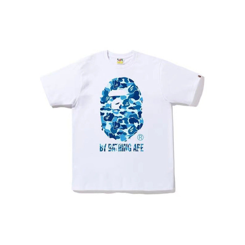 BAPE Ape Shark Graphic Print Loose Unisex Heavyweight Cotton T-Shirt