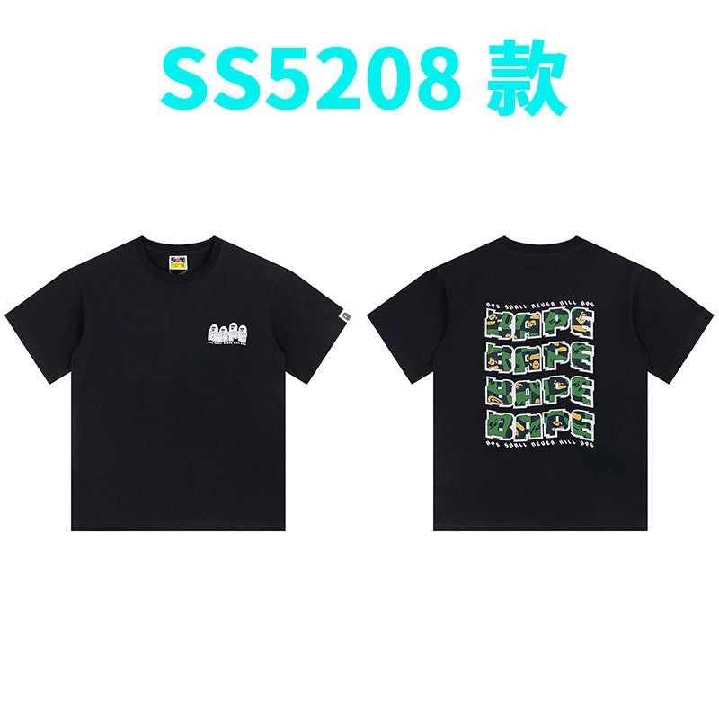BAPE Shark Camo Graphic Tee Loose Unisex Streetwear T-Shirt