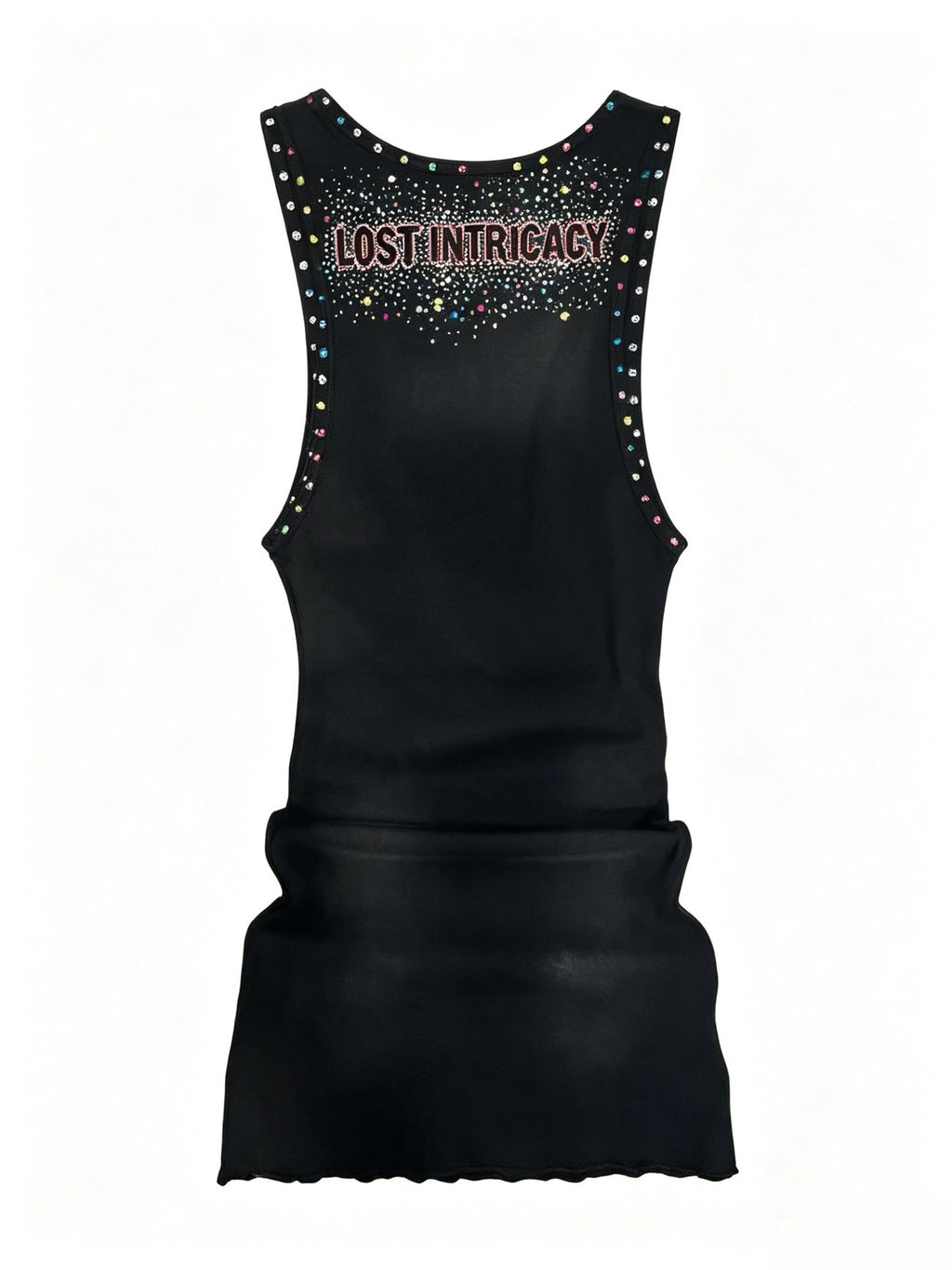 Lost Intricacy Graphic Rivet Sleeveless Tank Bodycon Mini Dress Women