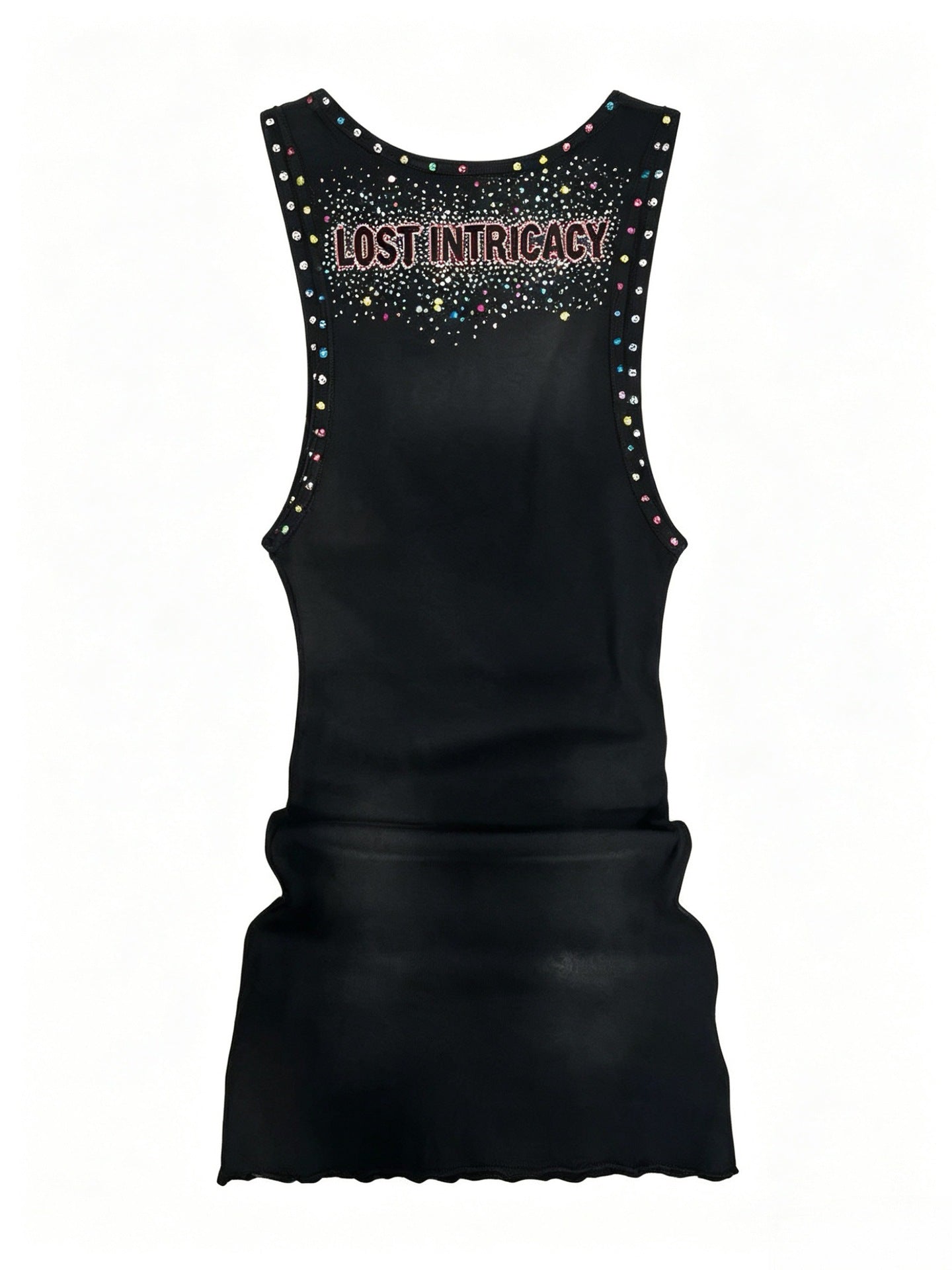 Lost Intricacy Graphic Rivet Sleeveless Tank Bodycon Mini Dress Women