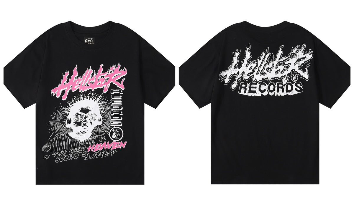 Hellstar Series Vintage Graphic Print Loose Unisex Streetwear T-Shirt