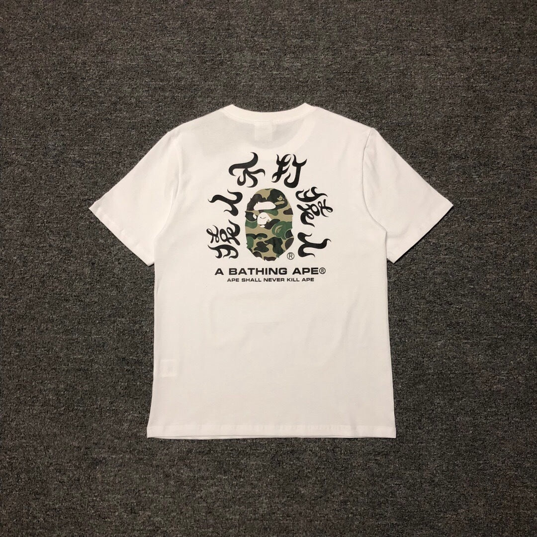 BAPE Classic Camo Ape Head Letter Print Loose Unisex Casual T-Shirt