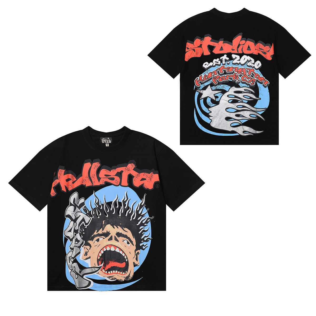 Hellstar Series Vintage Graphic Print Loose Unisex Streetwear T-Shirt