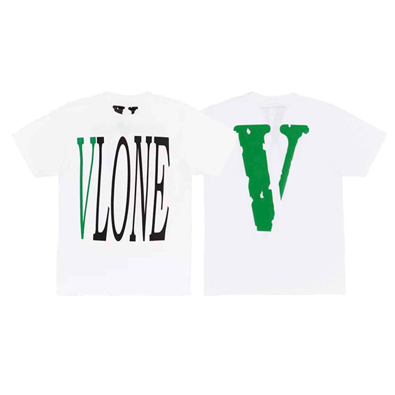 Vlone Big V Letter Graphic Print Short Sleeve Tee Streetwear Unisex