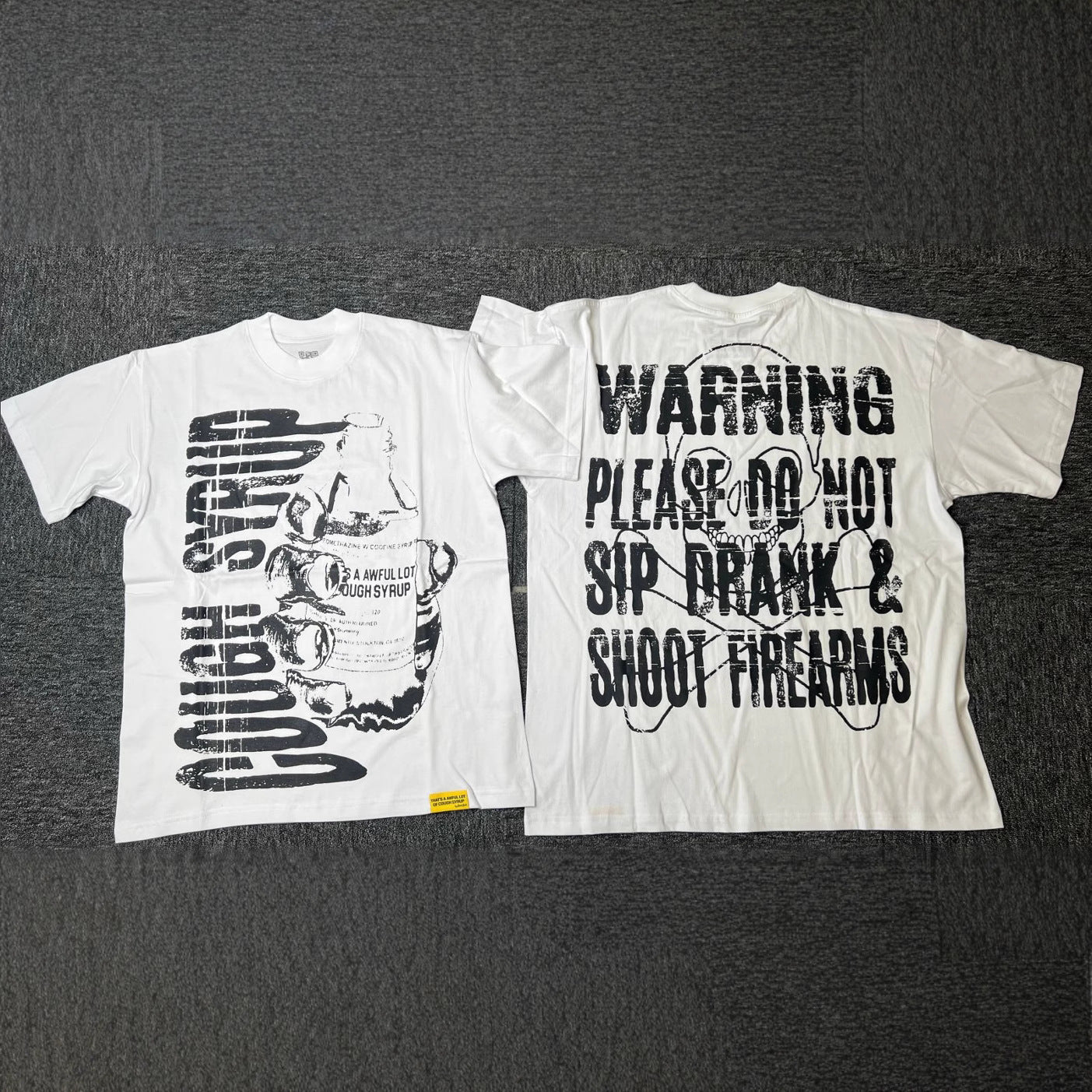 ALOCS Cough Syrup Letter Graphic Short Sleeve Tee Streetwear Unisex