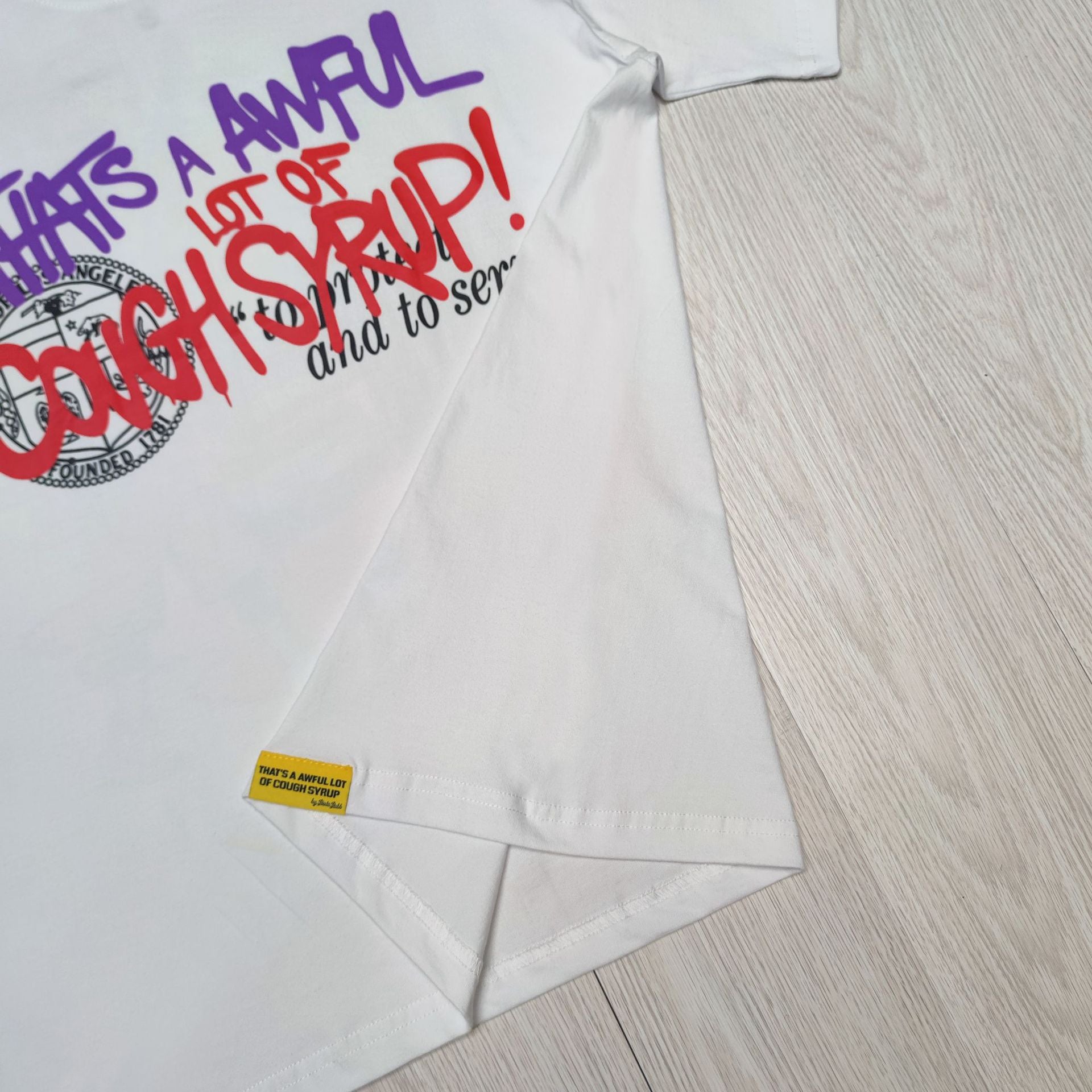 ALOCS Cough Syrup Letter Graphic Short Sleeve Tee Streetwear Unisex