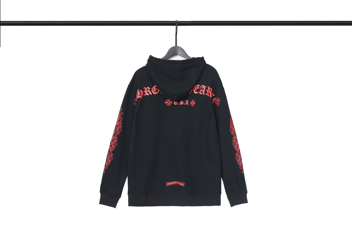 Chrome Hearts Multi‑Cross Sanskrit Graphic Oversized Hoodie Streetwear