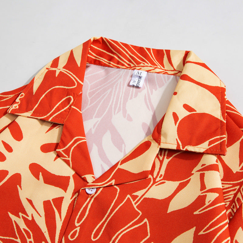 Mens Camp Collar Tropical Hawaiian Floral Short Sleeve Beach Shirt  South2101-2126
