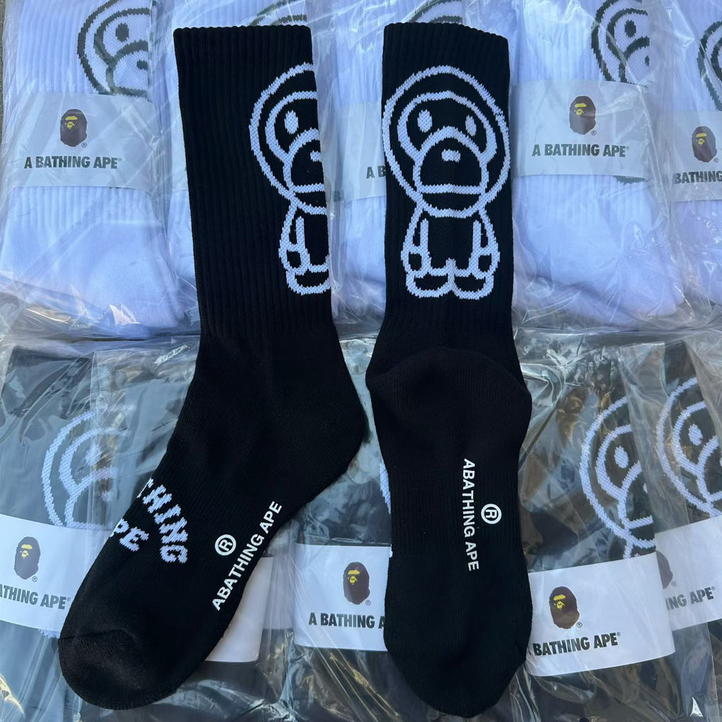 BAPE Baby Milo Outline Jacquard Crew Socks Unisex