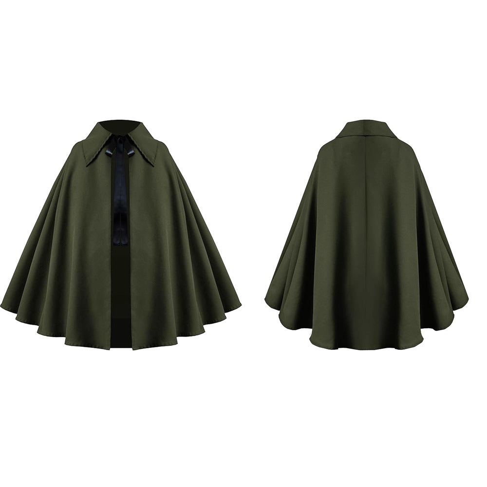 Halloween Medieval Short Cape Stand Collar Multi‑Color Cosplay Cloak