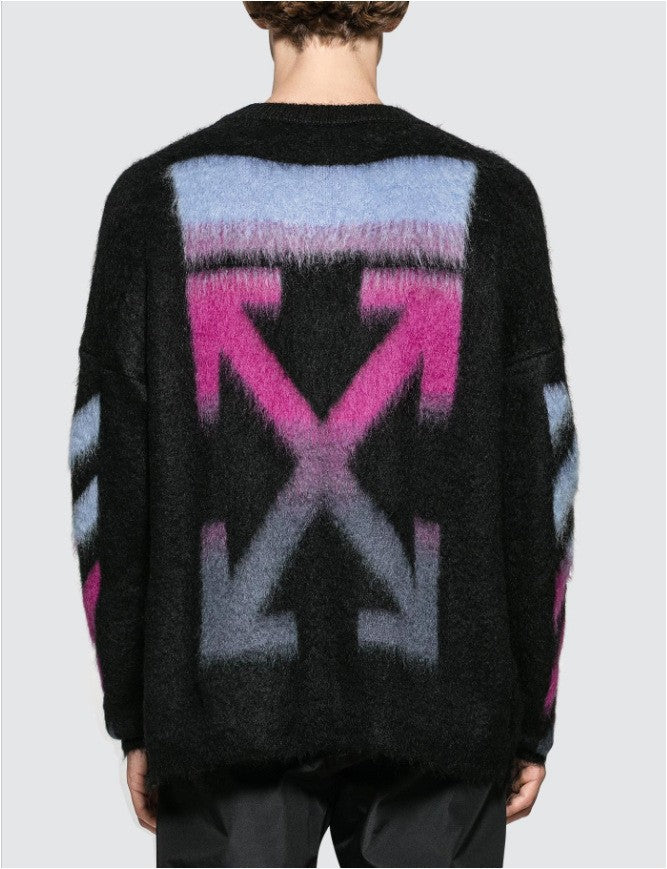Off-White Arrow Mohair Sweater Gradient Fluffy Knit Pullover & Hoodie