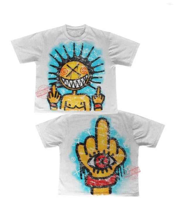Y2K Punk Gothic Streetwear Grafik Unisex Oversized Baumwoll T-Shirt