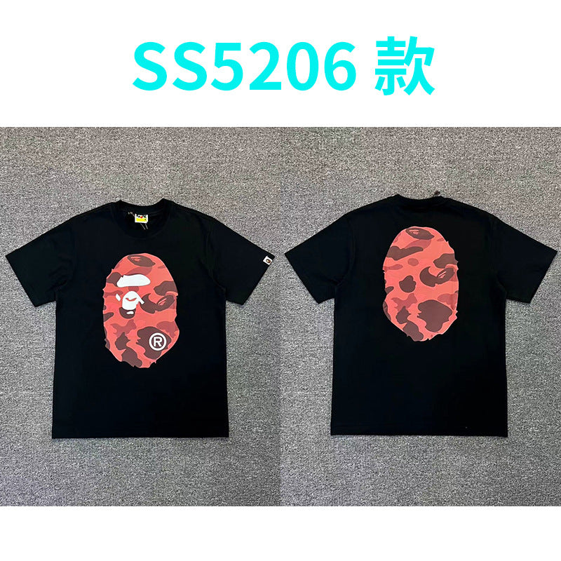 BAPE Shark Camo Graphic Tee Loose Unisex Streetwear T-Shirt