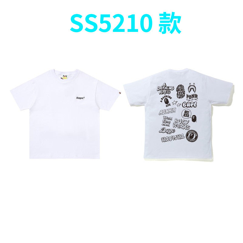 BAPE Shark Camo Graphic Tee Loose Unisex Streetwear T-Shirt