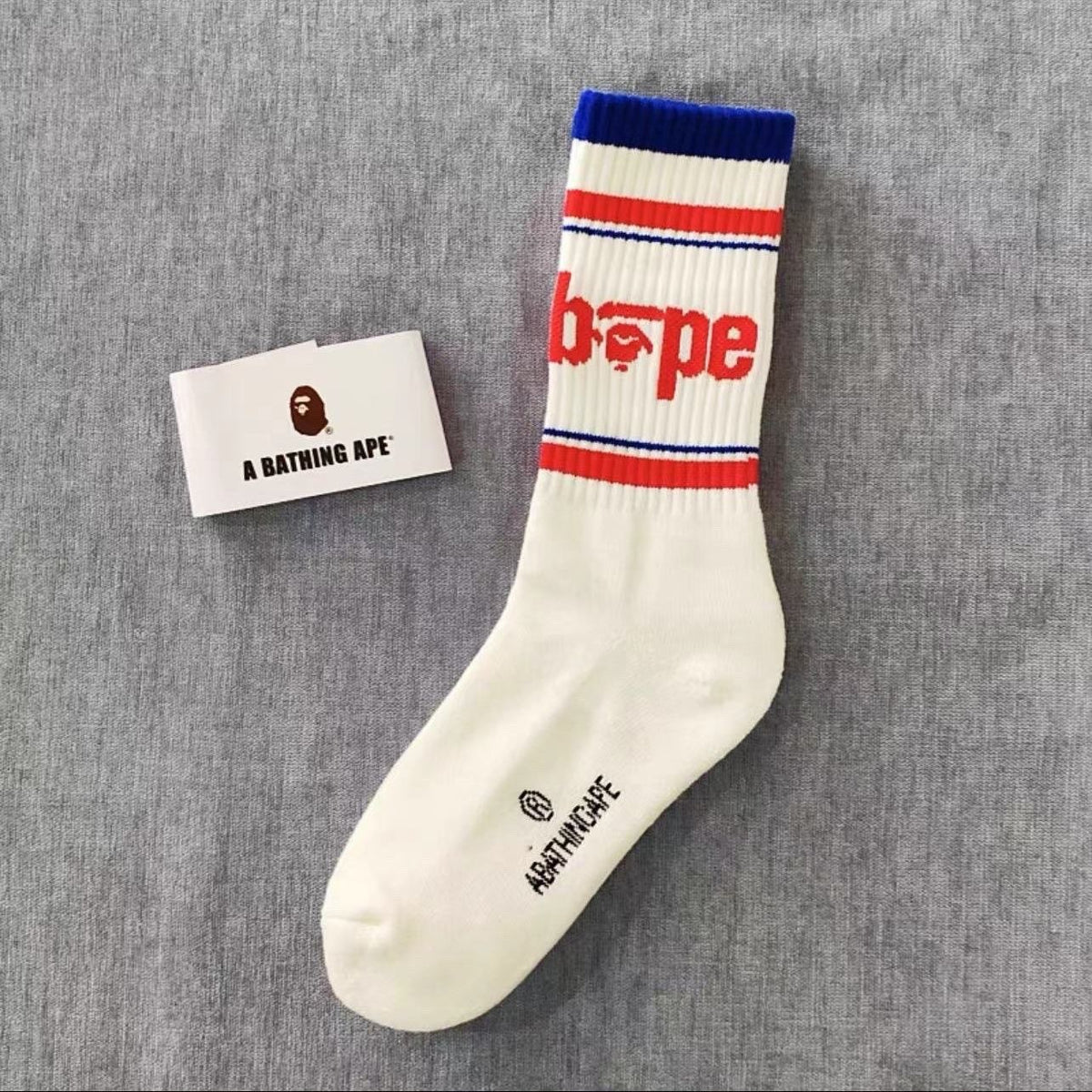 BAPE Ape Head Ribbed Crew Socks Multi Graphic Prints