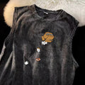 Vintage Washed Graphic Tank Top Mens Cotton Sleeveless Casual Gym Vest