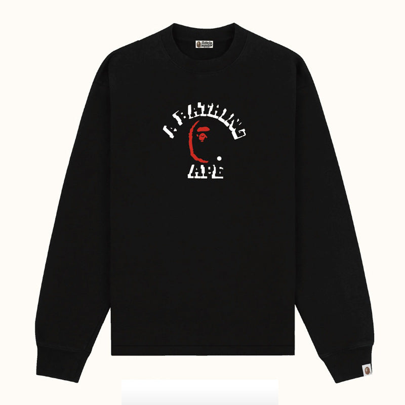 Bape Multi‑Ape‑Head Graphic Oversized Long Sleeve Tee Streetwear