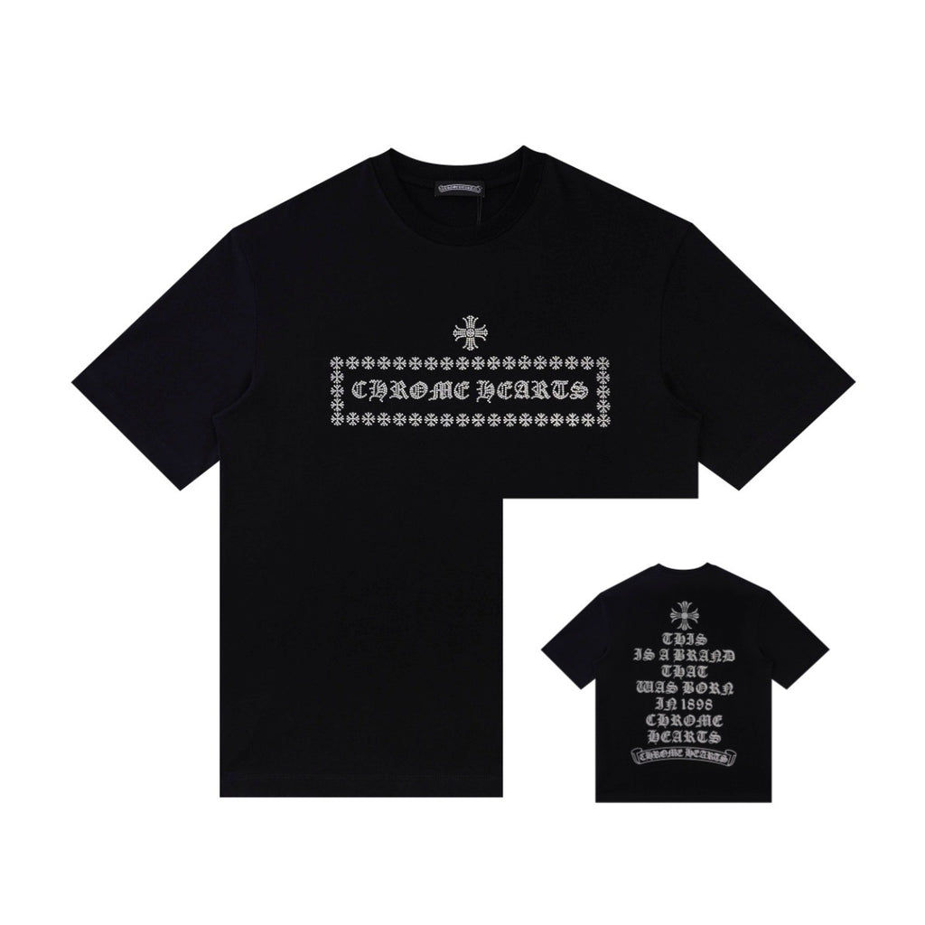 Chrome Hearts Color Sanskrit Cross Horseshoe Print Short Tee Unisex