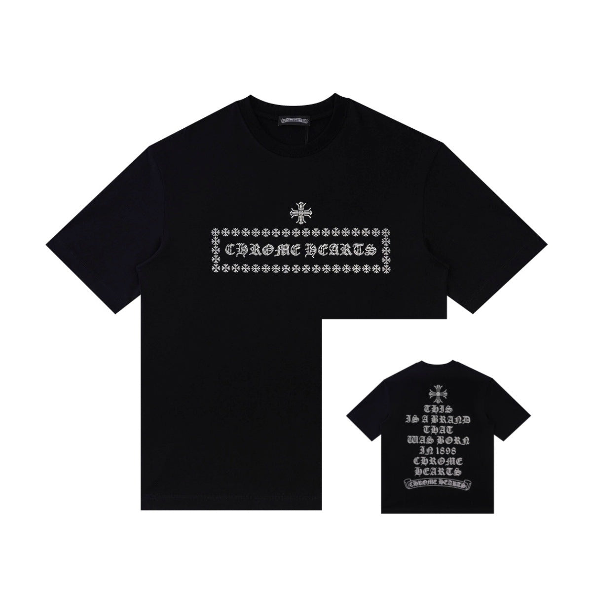 Chrome Hearts Color Sanskrit Cross Horseshoe Print Short Tee Unisex