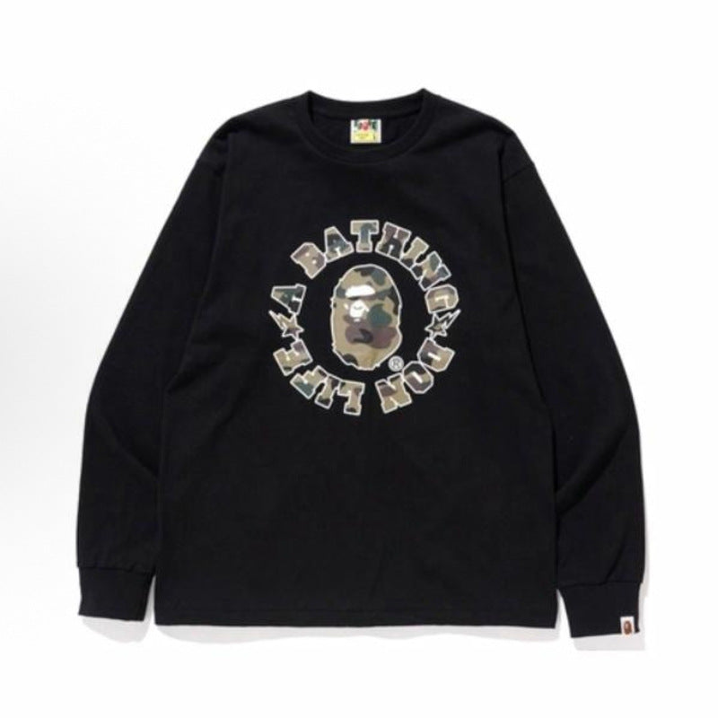 Bape Baby Milo Camo Ape Head Graphic Oversized Long Sleeve Tee Street