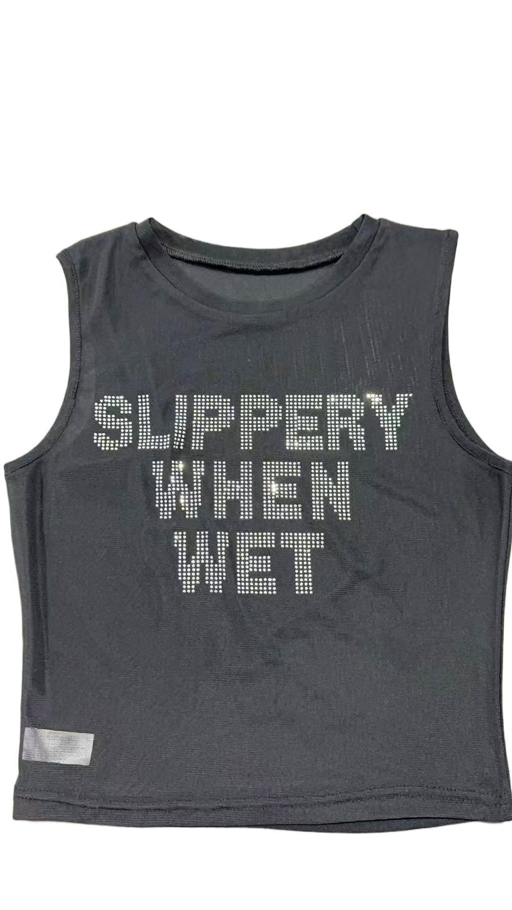 Rhinestone Letter Crop Tank Top Women Y2K Sleeveless Crew Neck Cami Vest