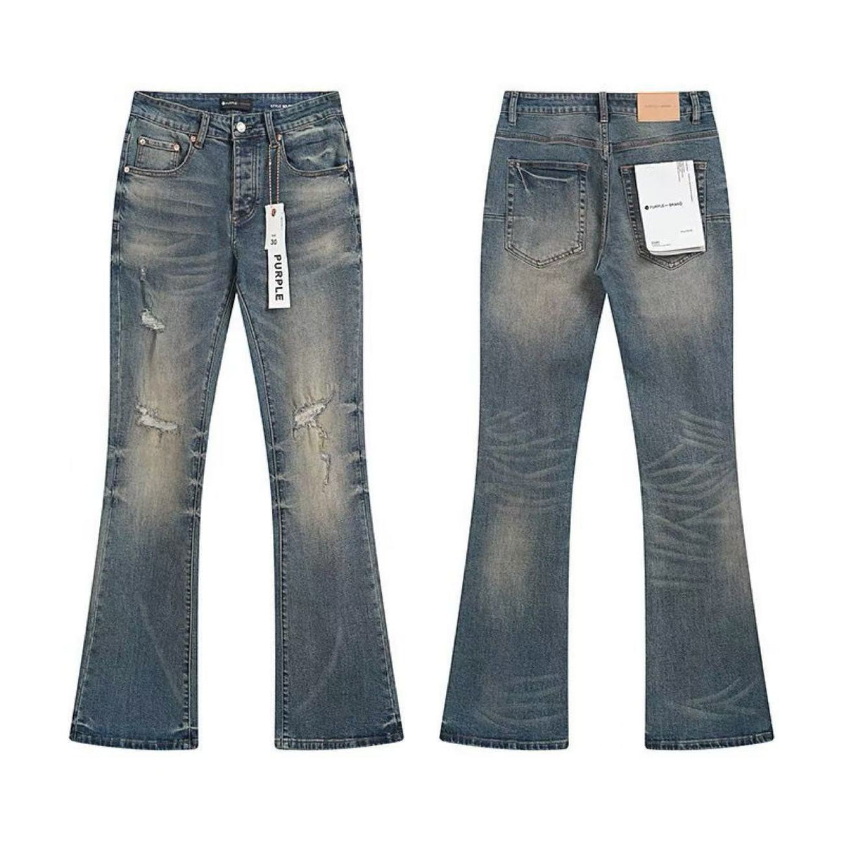Purple Brand Men Stretch Skinny Ripped Printed Embroidered Denim Jeans