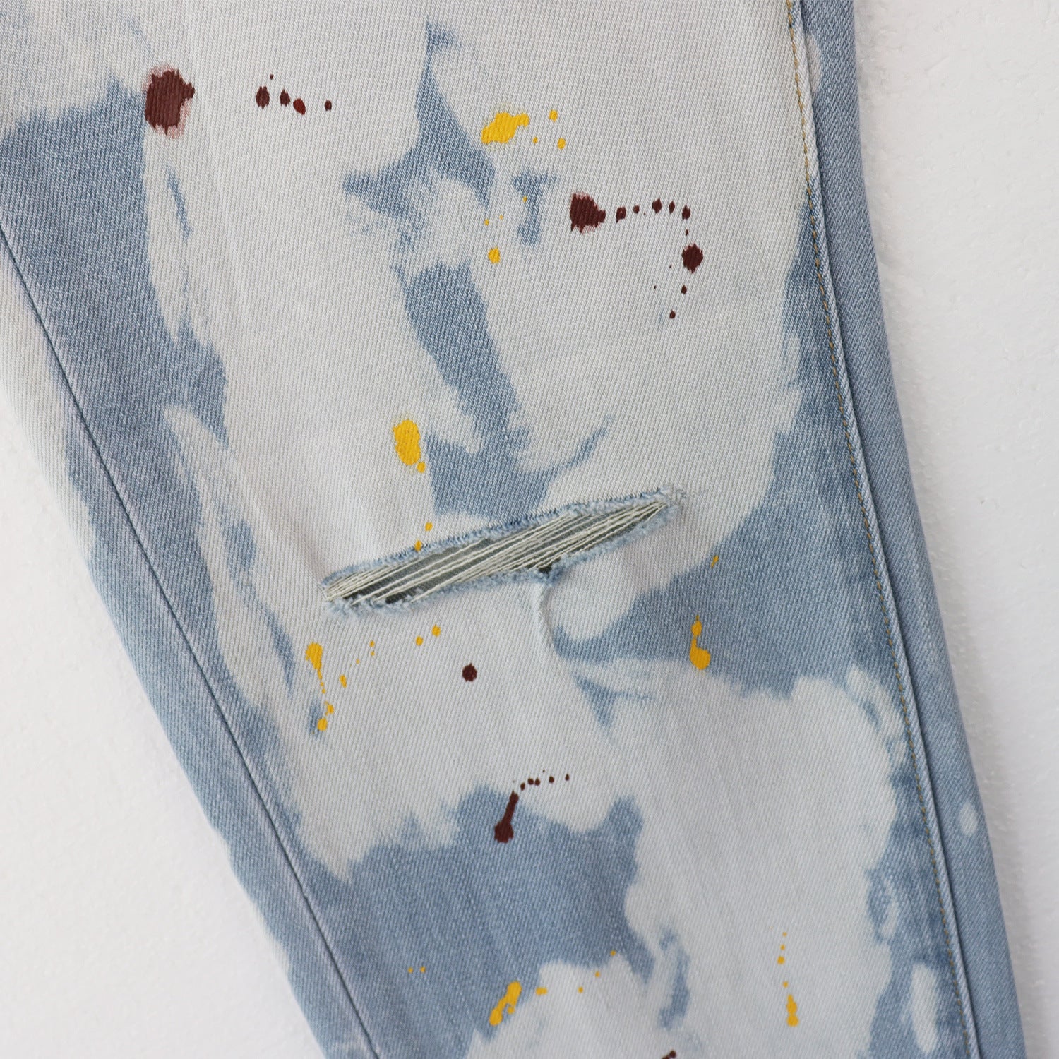 Purple Brand Splash Paint Ripped Skinny Denim Jeans Unisex